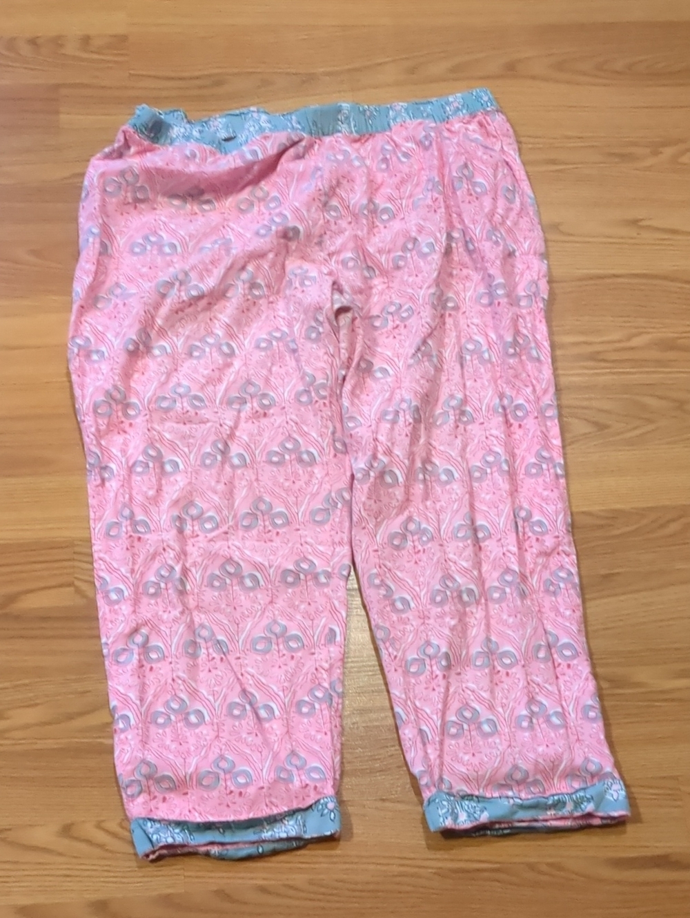 Sundance Cotton Paisley Print Pajama Pants Pink Grey Lounge M